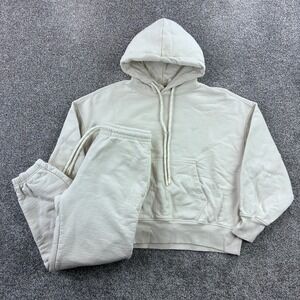 The Arrivals Sweat Suit Women's Small Cream Hoodie Joggers Sweatpants Set